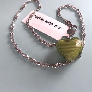 Sterling silver Anklet Bracelet murano glass charm NWT boxed